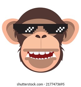 Cool Monkey Wearing Glasses  Vector Head