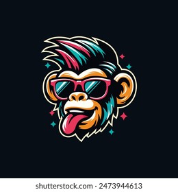 cool monkey wearing sunglasses illustration.