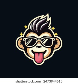 cool monkey wearing sunglasses illustration.