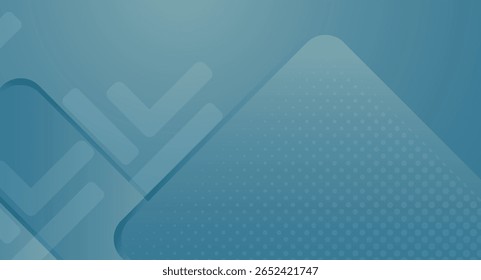 Um plano de fundo azul, azul e azul-petróleo fresco e monocromático exibe uma composição dinâmica de formas geométricas sobrepostas, gradientes sutis e padrões de pontos, criando um design moderno e abstrato