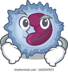 Cool monocyte cell mascot character with Smirking face