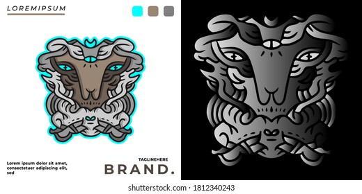 Cool monster abstract illustration for poster, sticker, or apparel merchandise.With tribal and hipster style.