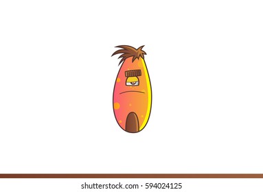 Cool Monster Bored. Vector Illustration. Isolated on white background.