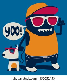 Cool Monster, Dog Vector Character Design