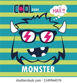 cool monster funny cartoon,vector illustration