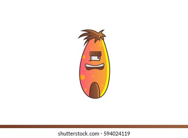 Cool Monster Happily laughing. Vector Illustration. Isolated on white background.