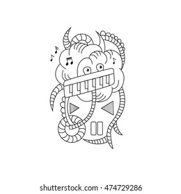 cool monster with piano and notes