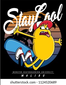Cool monster skateboarding vector design