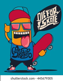 monstro legal, skatista, design gráfico vetor de skate