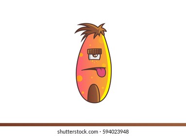 Cool Monster with tongue stuck out. Vector Illustration. Isolated on white background.