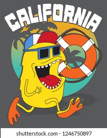 Cool monster vector design for t shirt printing