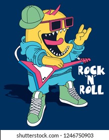 Cool monster vector design for t shirt printing