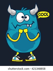 cool monster, yeti, alien vector design for kid tee shirt