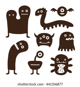 Cool monsters icons collection. Isolated object. Vector illustration