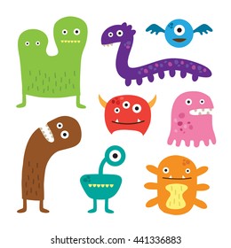 Cool monsters icons collection. Isolated object. Vector illustration