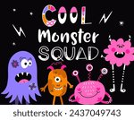 Cool Monsters Party Vector Card Background