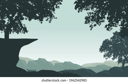 Cool morning atmosphere with beautiful natural scenery. Vector illustration