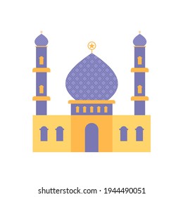 Cool Mosque Flat Design Purple Color Dome