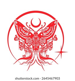 Ilustración de Imagen de Vector de tatuaje de símbolo de polilla fría
