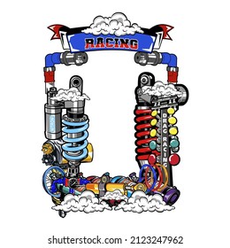 cool motor vehicle parts racing vector for logo

