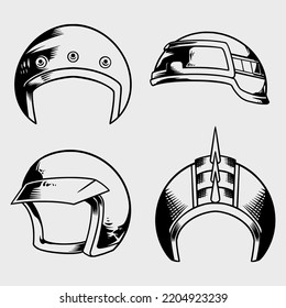 cool motorcycle helmet pack illustration