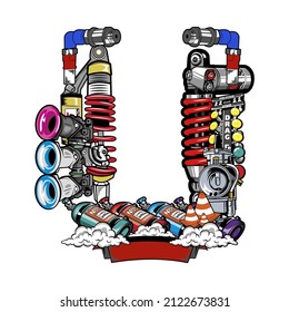 cool motorcycle parts vector used as logo

