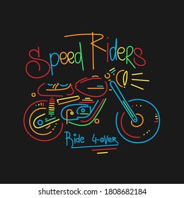 Cool motorcycle print shirt design, vector illustration