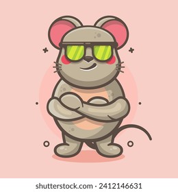 cool mouse animal character mascot with crossed arms isolated cartoon in flat style design