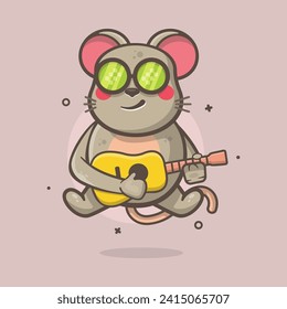 cool mouse animal character mascot playing guitar isolated cartoon