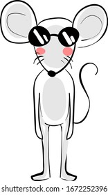 Cool mouse, illustration, vector on white background.