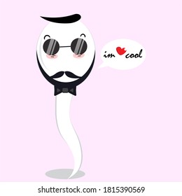 Cool Mr Sperm. Vector illustration of bearded cool sperm wearing sunglasses