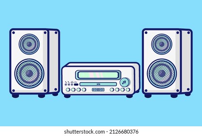 cool music dvd player cartoon vector illustration usb mic headphone jack