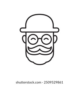 cabeça de homem bigode fresco com óculos linha logotipo design vetor