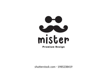 cool mustache with round glasses logo symbol vector icon illustration graphic design
