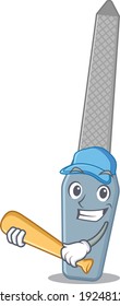 Cool nail file caricature picture design playing baseball. Vector illustration