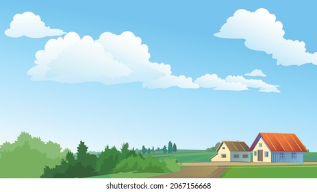 cool nature with two house and greenary