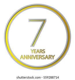 cool negative space gray and yellow circle 7 years anniversary design for family, shop, business, and various event