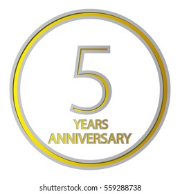 cool negative space gray and yellow circle 5 years anniversary design for family, shop, business, and various event