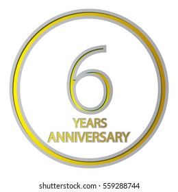 cool negative space gray and yellow circle 6 years anniversary design for family, shop, business, and various event