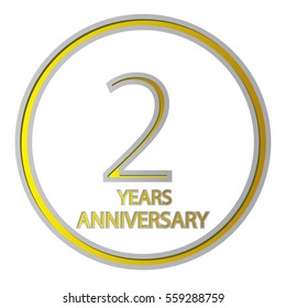 cool negative space gray and yellow circle 2 years anniversary design for family, shop, business, and various event