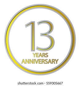 cool negative space gray and yellow circle 13 years anniversary design for family, shop, business, and various event