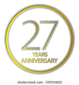 cool negative space gray and yellow circle 27 years anniversary design for family, shop, business, and various event