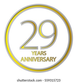 cool negative space gray and yellow circle 29 years anniversary design for family, shop, business, and various event