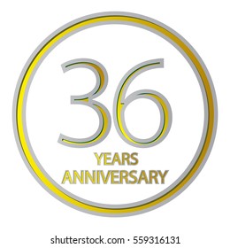 cool negative space gray and yellow circle 36 years anniversary design for family, shop, business, and various event