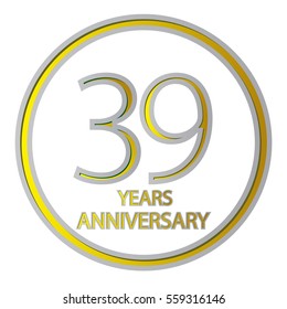cool negative space gray and yellow circle 39 years anniversary design for family, shop, business, and various event