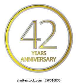 cool negative space gray and yellow circle 42 years anniversary design for family, shop, business, and various event