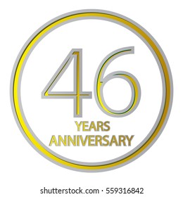 cool negative space gray and yellow circle 46 years anniversary design for family, shop, business, and various event