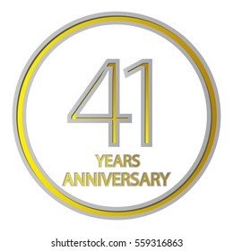 cool negative space gray and yellow circle 41 years anniversary design for family, shop, business, and various event