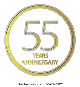 cool negative space gray and yellow circle 55 years anniversary design for family, shop, business, and various event