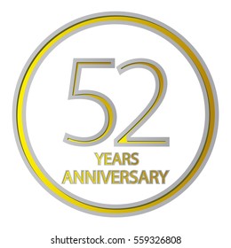 cool negative space gray and yellow circle 52 years anniversary design for family, shop, business, and various event